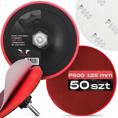 TRCR 50x BRÚSNE KOTÚČE Brúsny Papier na SUCHÝ ZIPS 125 mm P600 BRÚSNY KOTÚČ Pad M14