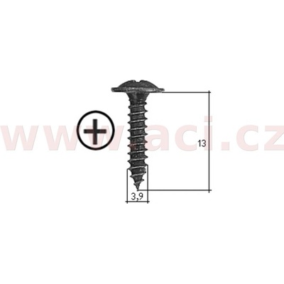 ACI Samořezný křížový vrut černý pozink Fe (sada 20 ks) (3,9 mm, 13 mm)