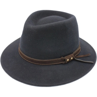 Fiebig Headwear since 1903 Nepromokavý klobouk fedora z vlny tmavě modrý