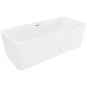 Mexen Nila свободно стояща вана, гофрирана, 170 x 75 cm, бяла, преливник четкан никел - 52841708000-97 (52841708000-97)