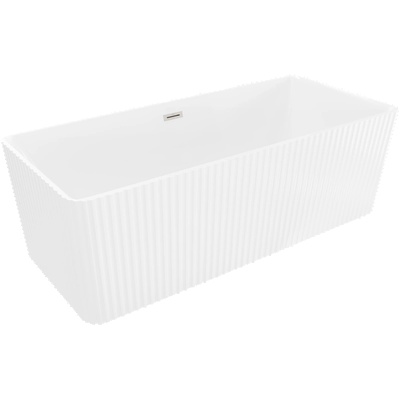Mexen Nila свободно стояща вана, гофрирана, 170 x 75 cm, бяла, преливник четкан никел - 52841708000-97 (52841708000-97)