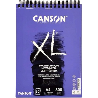 Canson Skicák XL Mix Media na mokré techniky s kroužkovou vazbou 300g m2 30 listů A4