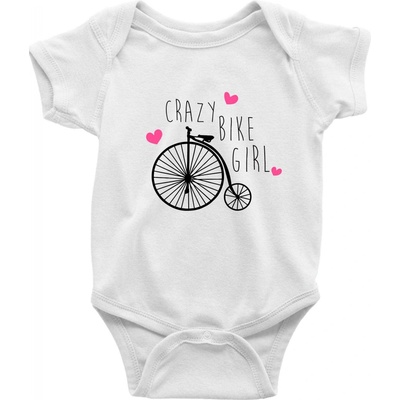 Crazy bike girl Dojčenské body krátký rukáv biele