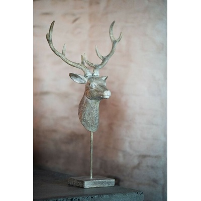 Hnědá antik dekorace Jelen na noze - 16*16*62 cm - J-Line by Jolipa