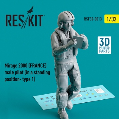 Mirage Reskit 2000 FRANCE male pilot in a standing position type 1 3D Printed 1:32