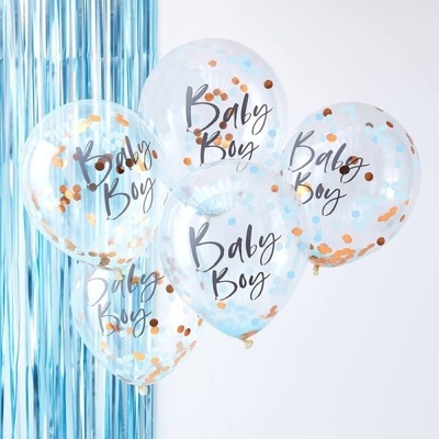 Ginger Ray BALONKY s konfetami Baby Boy modré