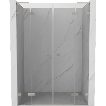 Mexen Lunar L Двойни врати за душ кабина 150 см, прозрачни, четкан никел - 834DL-150-000-97-00 (834DL-150-000-97-00)