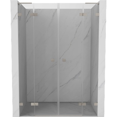 Mexen Lunar L Двойни врати за душ кабина 150 см, прозрачни, четкан никел - 834DL-150-000-97-00 (834DL-150-000-97-00)