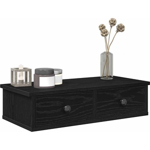 vidaXL Стенен рафт с чекмеджета, черен, 60x28x15 см, инженерно дърво (859942)
