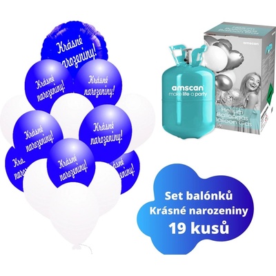 balonky.cz Helium set modrý kruh + tmavěmodré balónky KRÁSNÉ NAROZENINY