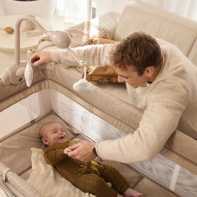 Kinderkraft cestovní postýlka LEODY UP grey with accessories