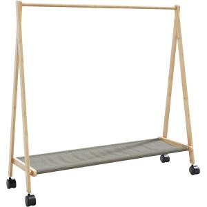 vidaXL vidaXLL Стелаж за дрехи с рафтове и колела 106x34x106, 5 cm Бамбук (4008905)