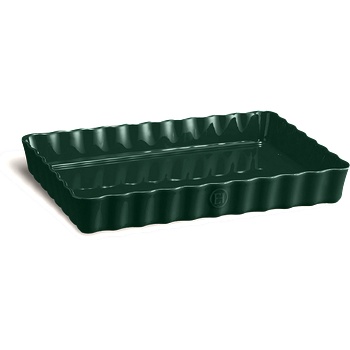 Emile Henry Керамична правоъгълна форма за тарт дълбока emile henry deep rectangular tart dish - 33.5 х 24 см - цвят зелен кедър (eh 6038-07)