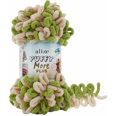 Alize příze Puffy More Plus 8007 zelená, béžová