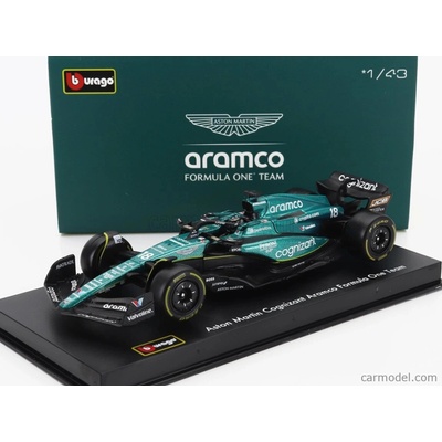 Bburago Aston martin F1 Amr23 Team Aramco Cognizant N 18 Season 2023 Lance Stroll With Pilot And Showcase Zelená 1:43
