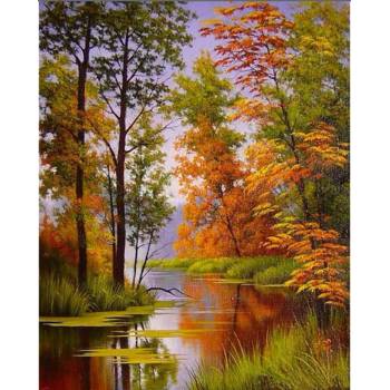 Image 1 of Norimpex - Puzzle Diamant painting: Autumn on the river 30x40 cm - 1 - 39 piese