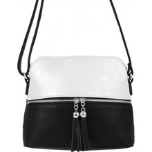 New Berry malá crossbody kabelka so strieborným zipsom NH6021 čierno-biela