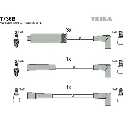 Sada zapaľovacích káblov TESLA T736B