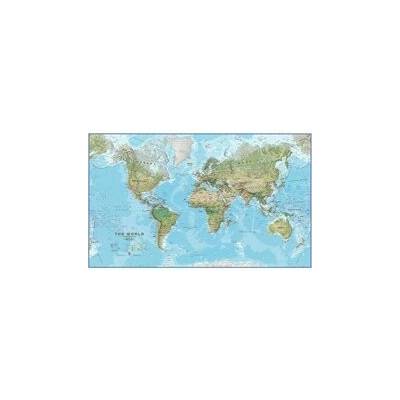 Nástěnná mapa světa 198 x 122 cm - zeměpisná Hliníkový rám černý