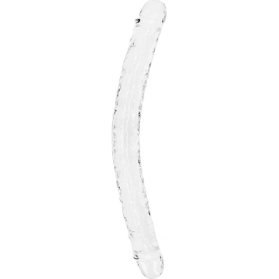 RealRock Gelové dildo Realistic Double Dong 18 průhledné oboustranné dildo 45 x 4,3 cm
