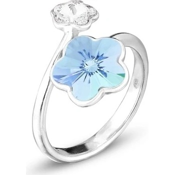 Spark Prsten se Swarovski Elements modrá květinka Aqua 8054