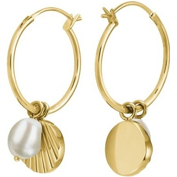 Rosefield Slušivé pozlátené náušnice s perlou Amber JSPCEG-J173