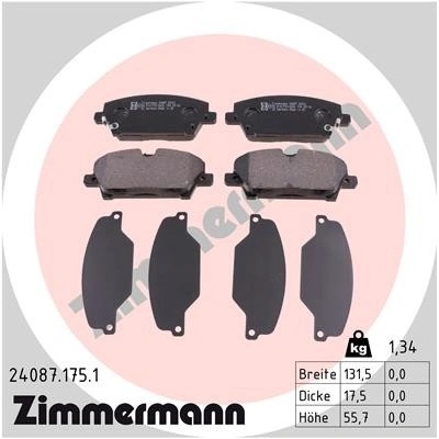 ZIMMERMANN Sada brzdových platničiek kotúčovej brzdy 240871751