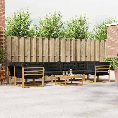 vidaXL Комплект дивани за открито 8 pcs Бяло и черно 79 x 79 x 37 см (3388506)