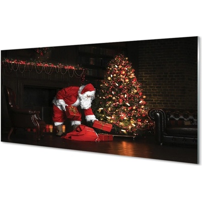 Obraz na skle Ozdoby na vánoční stromeček dárky Claus 100x50 cm – Hledejceny.cz