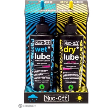 Muc-Off Wet + Dry lube sada mazív, 2 x 120 ml