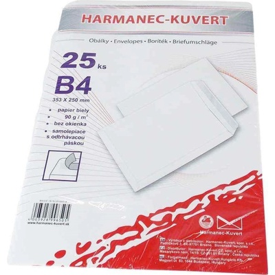 Poštovní obálka B4 bílá s krycí páskou 353x250mm, 1bal/25ks