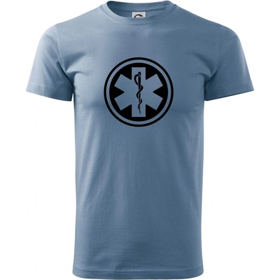 Rescue logo samostatné guľaté tričko denim