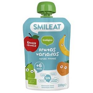 Smileat пауч праскова, банан, ябълка и круша 6M+, BIO, 100 g