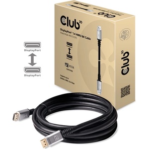 Club 3D Кабел Club 3D - CAC-1069 (DisplayPort 1.4 HBR3 8K 60Hz, 32.4Gbps, 4 m, 24AWG, DSC 1.2, VESA, M/M) (CAC-1069)