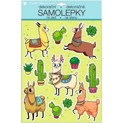 Room Decor 10266 Dětská samolepicí dekorace na stěnu barevné lamy s glitry ( 35 x 27 cm )