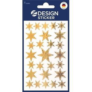 AVERY Стикер, 1 лист, 76x120 mm, AVERY ZWECKFORM, "Z-Design No. 52252", златни звезди (52252)