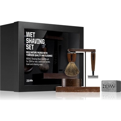 Zew For Men Wet Shaving Set holiaci strojček + miska na holiace prípravky + kozmetický štetec na holenie + tuhé mydlo na holenie 85 ml