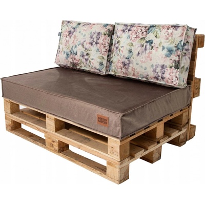 Golden Garden Paletové sedenie GG51 podsedák a vankúš 120 x 80 x 15 cm slabo hnedá vzor kvety 2