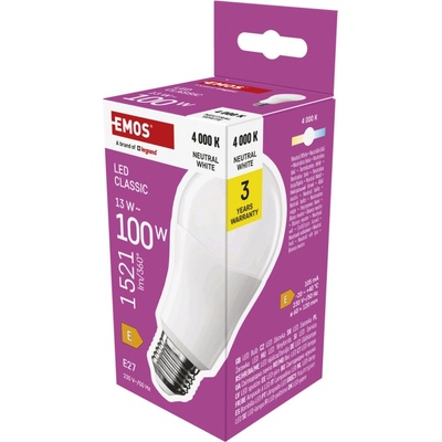 Emos LED CLS A60 13W 100W 1521lm E27 NW