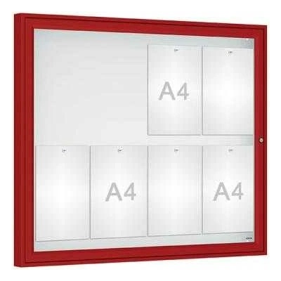 PROCITY Vonkajšia vitrína Classique, 8 x A4, plexi, červena