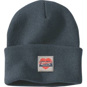 Carhartt Дамска зимна шапка (beanie) Carhartt Women's Knit Heart Patch Beanie - Deep Smoke Blue - размер One Size (904-6253-0411)