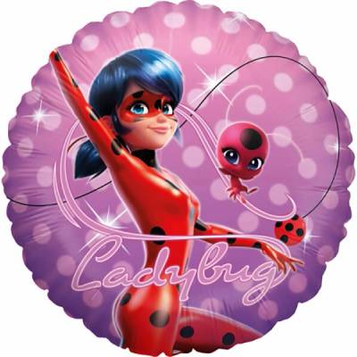Fóliový balónek Party Factory Miraculous kulatý O 45 cm s motivem berušky