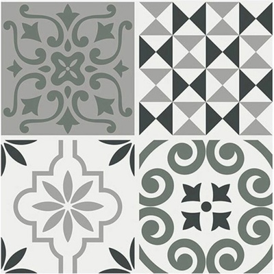Crearreda Samolepicí dekorace Tile Cover Brown 31219 Kachlík, hnědo-bílé ornamenty 3 archy 20x20 cm
