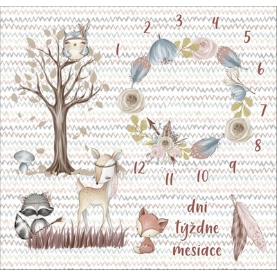 Takoy Imitace bavlněného plátna PANEL 120x120- milníková deka forest/les bílý SK