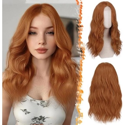 Barsdar 46cm vlnitá paruka měděná, středně dlouhá kudrnatá měděná paruka pro ženy Střední pěšinka – Zbozi.Blesk.cz