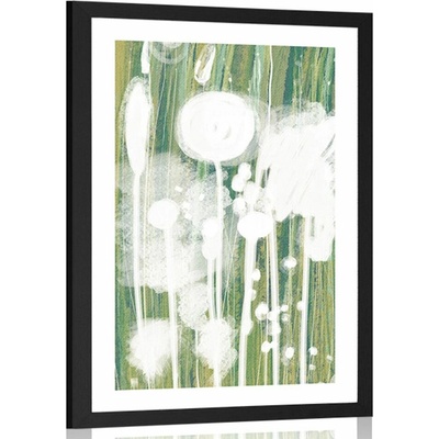 Plakát s paspartou bílá abstrakce stromů - 20x30 black