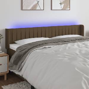 vidaXL LED Горна табла за легло, тъмнокафява, 163x16x78/88 см, плат (3123483)