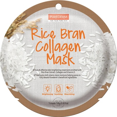 Purederm Корейска козметика почистваща шийт маска за лице с оризови трици, колаген и витамин Е 18g (c-0590000)