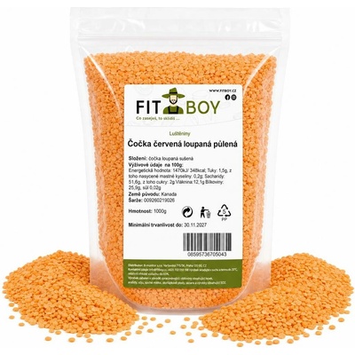 Fitboy Čočka červená loupaná půlená 1 kg