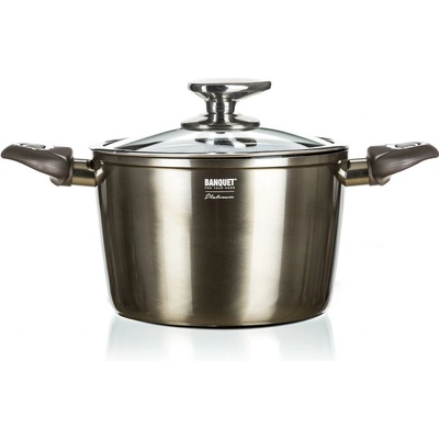 BANQUET hrnec 20x13,5cm 3,6l nepřiln.povrch METALLIC PLATINUM se skl.pokli MAT369386